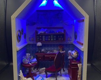 Captain’s office Diorama, Wooden Roombox