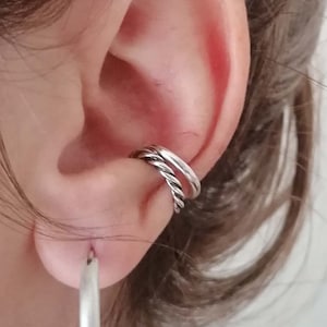 Pendientes de caracola de plata de ley: aretes hechos a mano sin perforar (juego de 2)