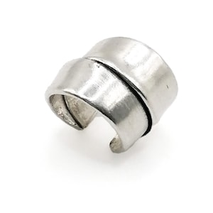 Pendiente de oreja de hélice ancha en plata de ley 925: aro doble para cartílago sin perforaciones