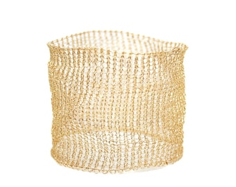 Handmade Wire Crochet Cuff Bracelet: Wide Artisan Jewelry