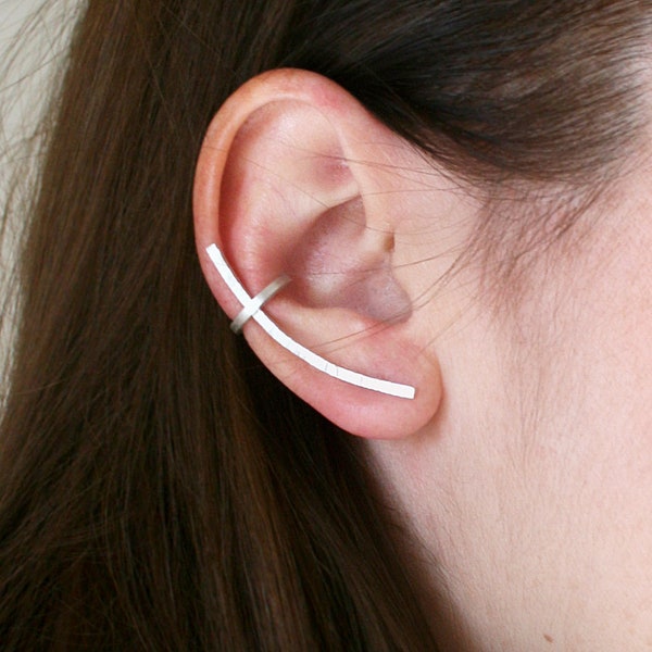 Oreille grimpante argent sterling 925 oreille chenille manchette boucle d’oreille minimaliste femmes contemporaines modernes bijoux cadeau unique