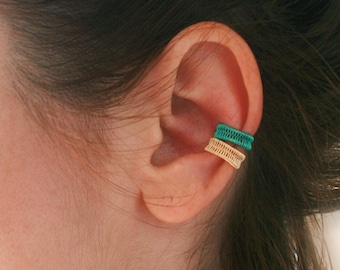 Ear cuff sin piercing juego de dos plata, oro rosa, verde, azul, rojo