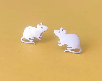 Rat Earrings Sterling Silver 925 Studs