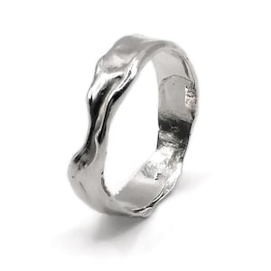 925 sterlingzilveren ring met onregelmatige golf, handgemaakte ring, minimalistische boho-sieraden