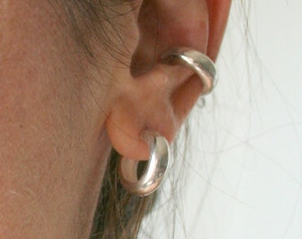 Chunky Hoop Earrings Small Sterling Silver 925