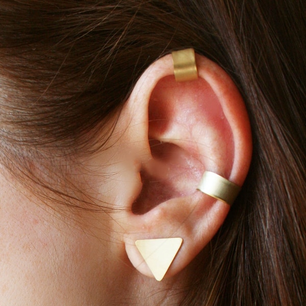 Ear cuff set no piercing Helix and Conch cuff Brass Gold Cartilage earring Wrap earrings