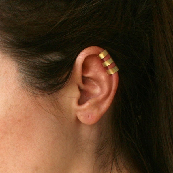 Ear Cuff No Piercing - Gold, Brass - Ear Wrap - Cartilage Earring - Ear Jacket
