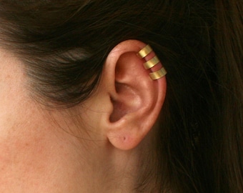 Ear Cuff No Piercing - Gold, Brass - Ear Wrap - Cartilage Earring - Ear Jacket