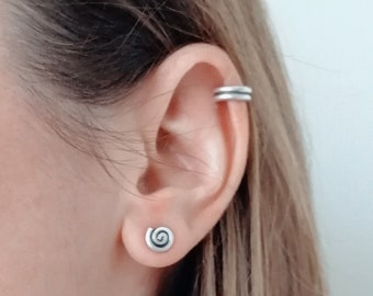 silver ear cuff no piercing sterling 925 cartilage earrings handmade modern jewellery fake helix hoop stackable