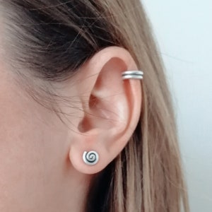 Moderni orecchini a polsino in argento fatti a mano, non necessitano di piercing, orecchini a cartilagine in argento Sterling 925, finti cerchi a elica impilabili