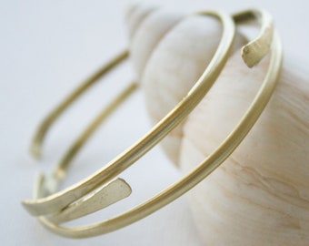 Gold Bangle Set of 3 Stackable Brass Cuff Bracelets  gift