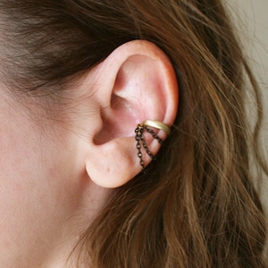Ohrmanschette kein Piercing Kette Gold Messing schwarz Conch Moderne Ohrring Huggie Ohrmanschette Fake Piercing Ohr wickeln