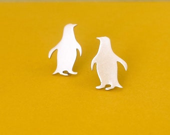 Penguin Silver 925 Earrings Bird Studs Animal Jewelry