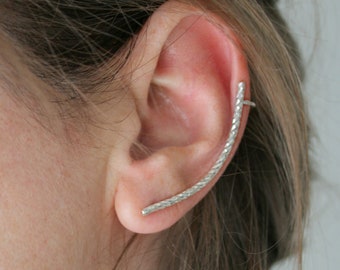 Ear Climber Single Earring Silver 925 Handmade Shiny Jewellery