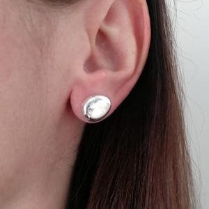 Sterling Silver 925 Organic Pebble Stud earrings, Domed Earrings,  Chunky Studs,  Contemporary design Jewelry