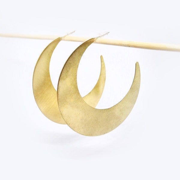 Large brass hoop earrings, huge gold circle earrings, statement jewellery