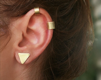 Two Ear Cuff Set, Gold Brass or Silver 925 Earrings, No Piercing Ear Wraps