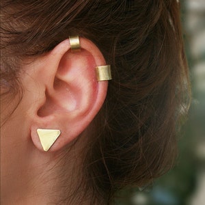 Two Ear Cuff Set, Gold Brass or Silver 925 Earrings, No Piercing Ear Wraps