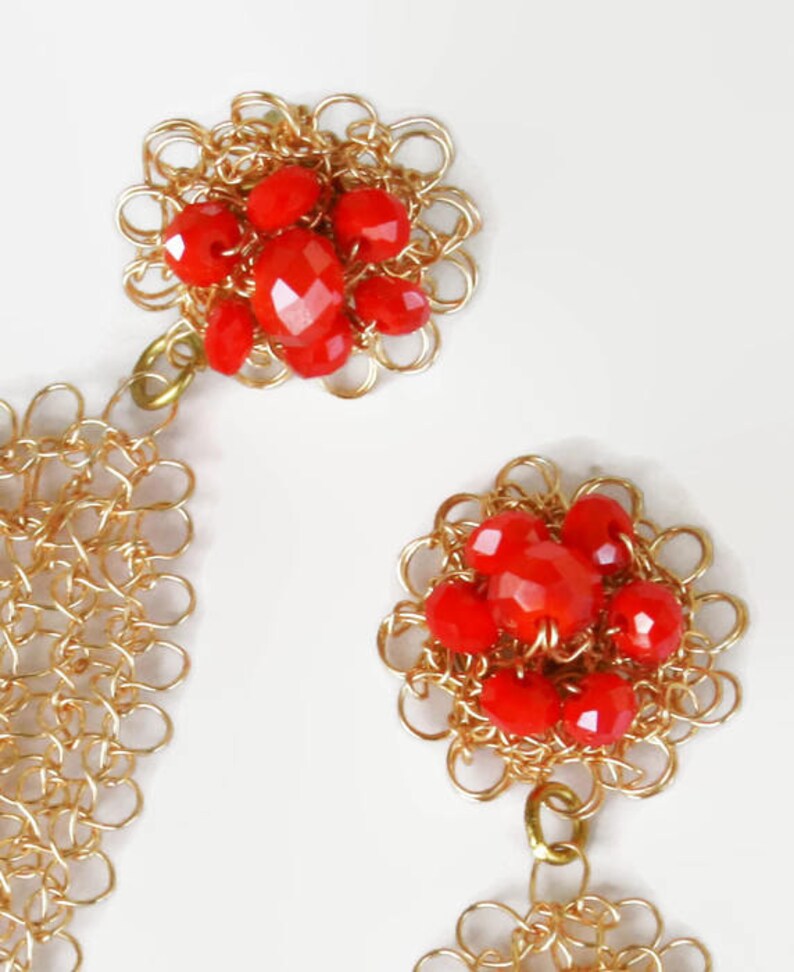 Tassel Earrings Boho Fringe Earrings Coral Long Orange Etsy