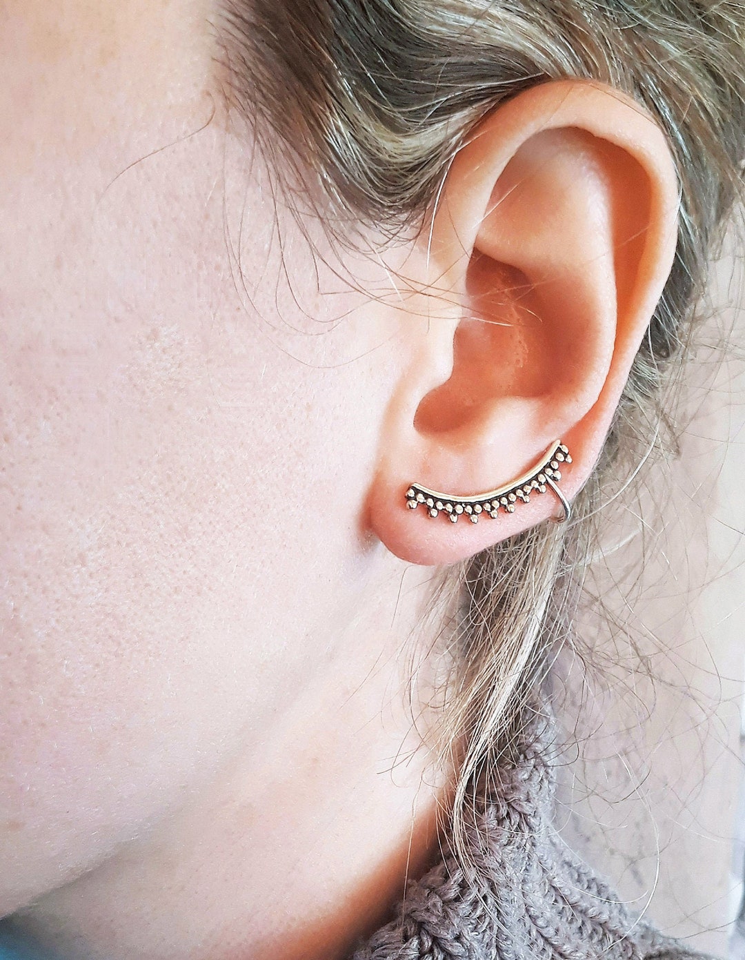 Orecchini A Clip A Forma Di Orecchio Elfo - Gioielli Avvolgenti Per Donne, Design Unico, Lega - Foto 5