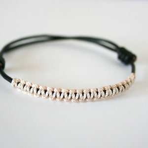 Simple adjsustable leather bracelet for men, brown, black, blue, leather wristlet, woven, sliding knot bracelet image 5