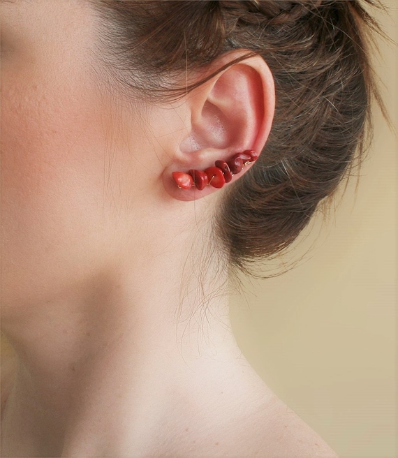 Véritable Argent Sterling 925 Crawler oreille grimpeur 3 étoiles Cuff Ear Sweep Pin Boucles d/'oreilles