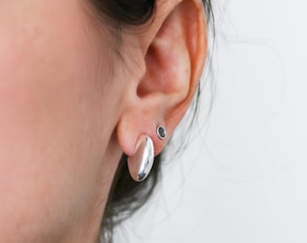 Small Chunky Thick Hoop Earrings for Everyday Wear – Made of Sterling Silver 925