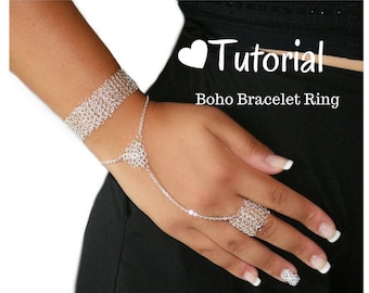 Wire Crochet Jewelry Tutorial, Learn How VIDEO and PDF Instructions to Make a Boho Chic Bracelet Ring, DIY jewelry, crochet patterns