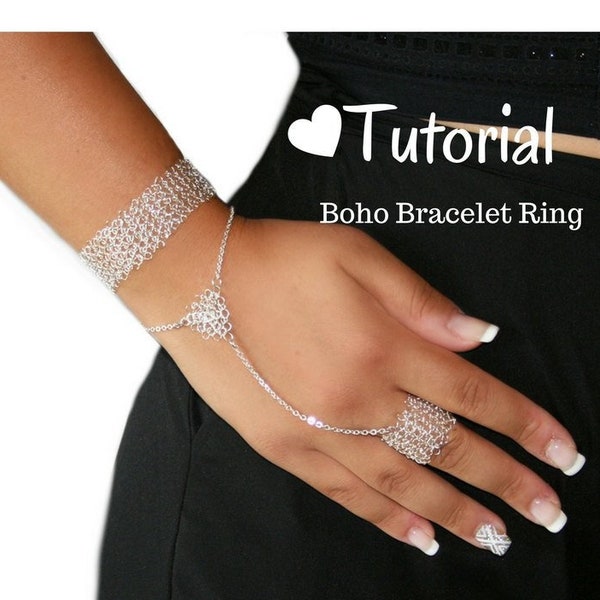 Wire Crochet Jewelry Tutorial, Learn How VIDEO and PDF Instructions to Make a Boho Chic Bracelet Ring, DIY jewelry, crochet patterns