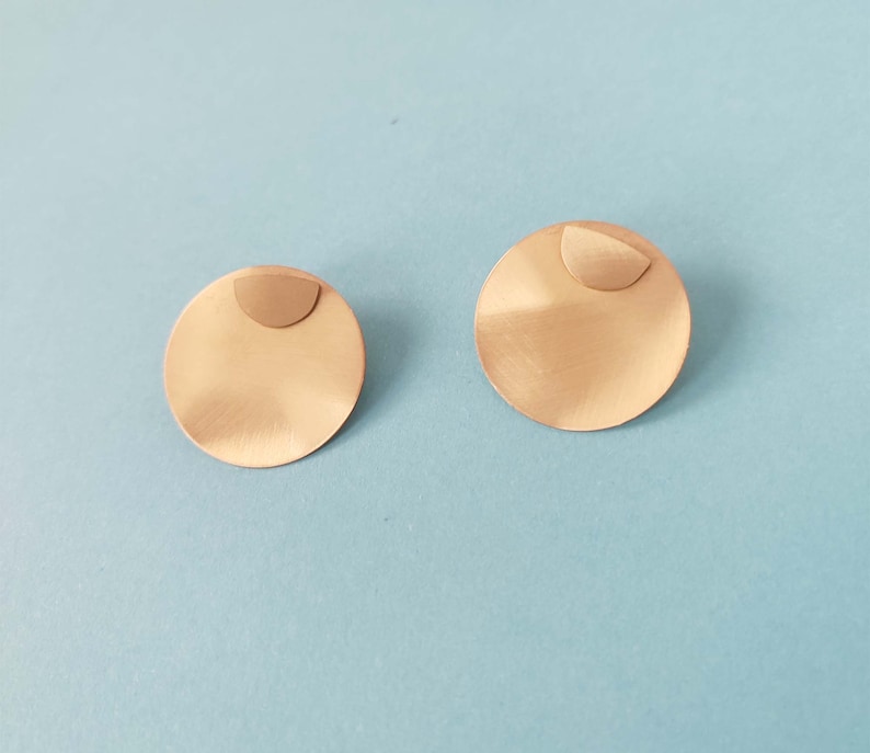 Gold Round Disc Earrings Ear Jackets Studs Front Back Double Sided Geometric Jewellery image 5