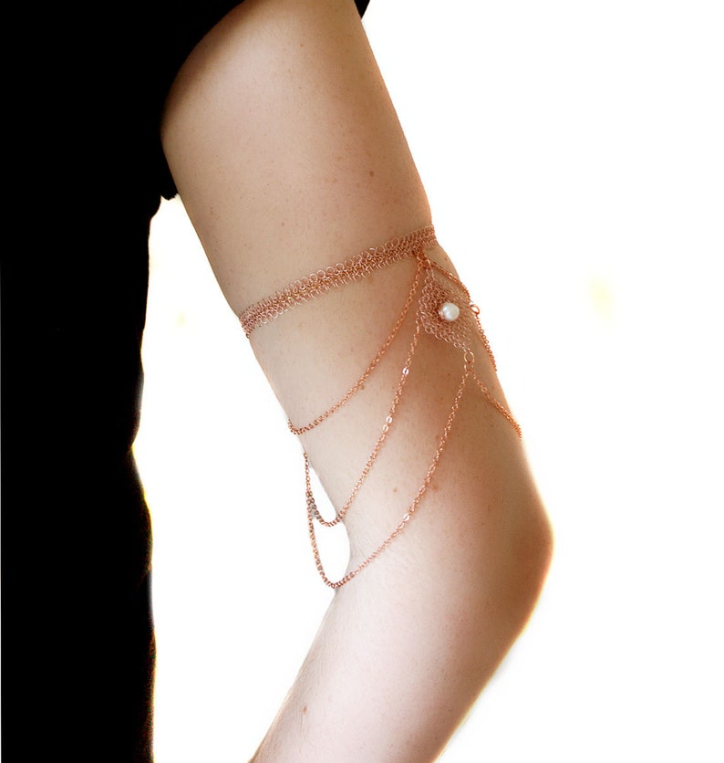 Rose Gold Arm Cuff Bridal Upper Arm Band With Freshwater Etsy
