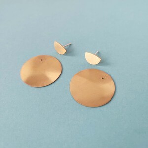 Gold Round Disc Earrings Ear Jackets Studs Front Back Double Sided Geometric Jewellery image 6