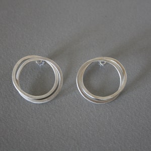 Silver 925 Hoop Earrings Ear Jacket Circle Round Handmade Earrings Geometric Trend Minimal Everyday Gift for Women Hypoallergenic image 3