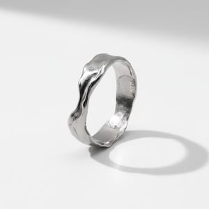 Irregular Wave Sterling Silver Ring, 925 Handmade Band, Minimalist, Unisex Jewelry