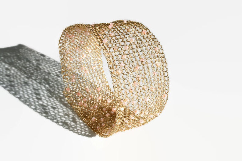 Wide gold bangle bracelet beaded bangle bracelet wide cuff Etsy