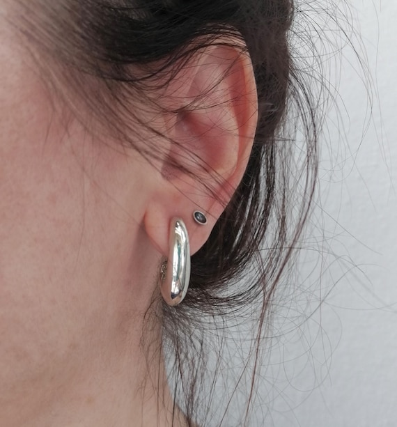6mm Thick Chunky Hoop Earrings - Pair - 925 Sterling Silver