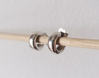 Silver 925 chunky huggie earrings small tiny hoops handmade jewelry
