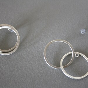 Silver 925 Hoop Earrings Ear Jacket Circle Round Handmade Earrings Geometric Trend Minimal Everyday Gift for Women Hypoallergenic image 4