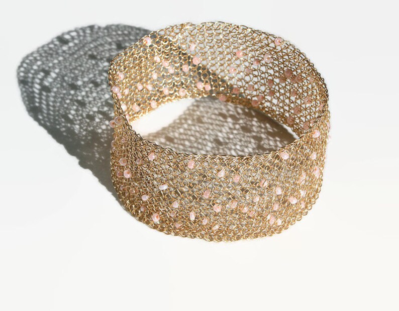 Wide gold bangle bracelet beaded bangle bracelet wide cuff Etsy