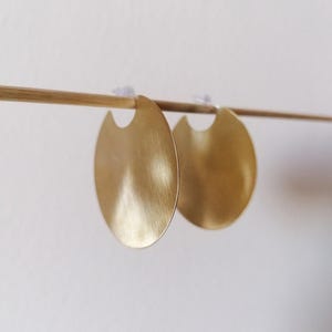 Geometric Disc Hoop Earrings Gold Brass Statement Large Big Circle Handmade Jewelry Cool Round Earrings