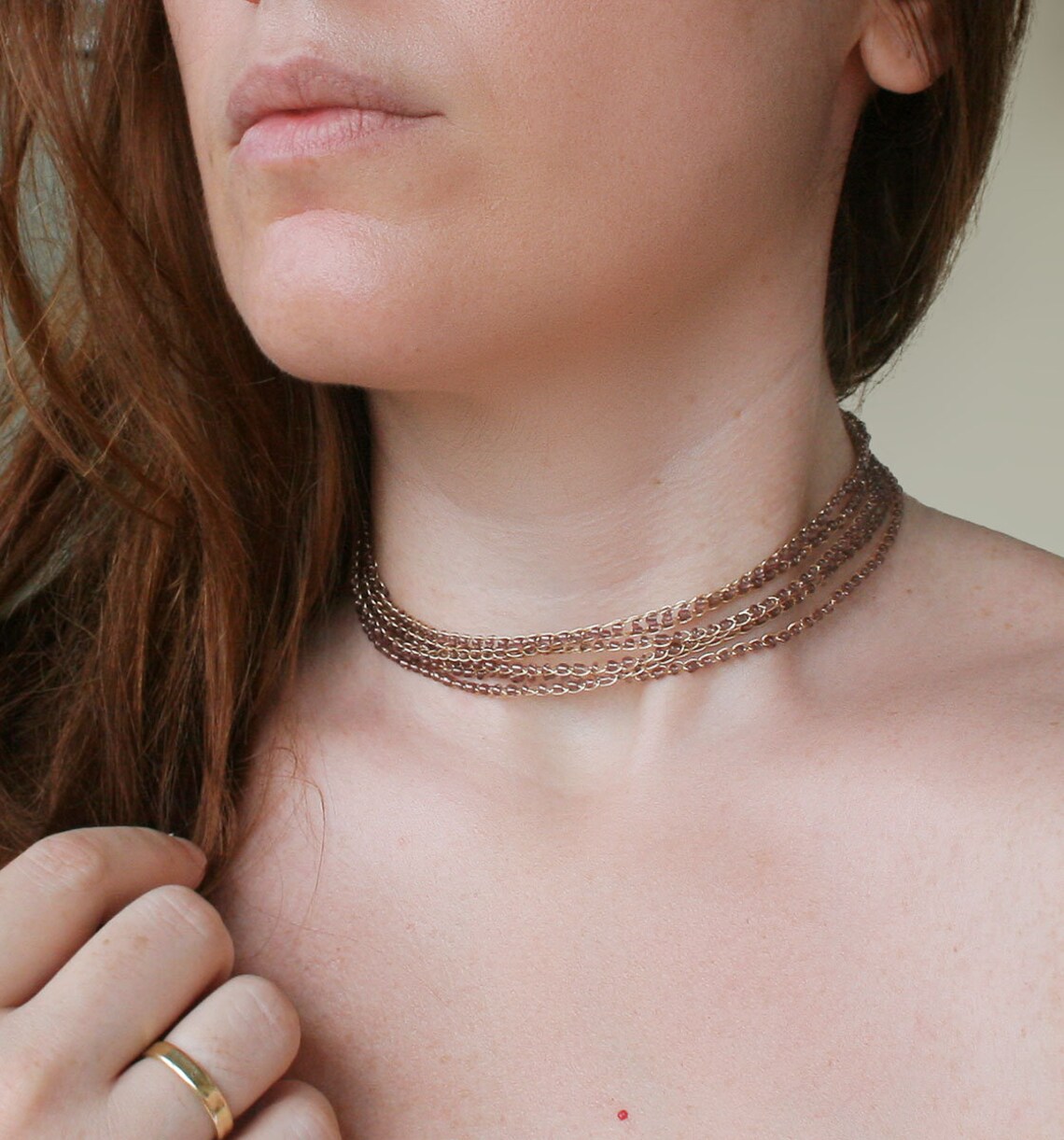 Beaded choker gold wire crochet choker with beads lace Etsy