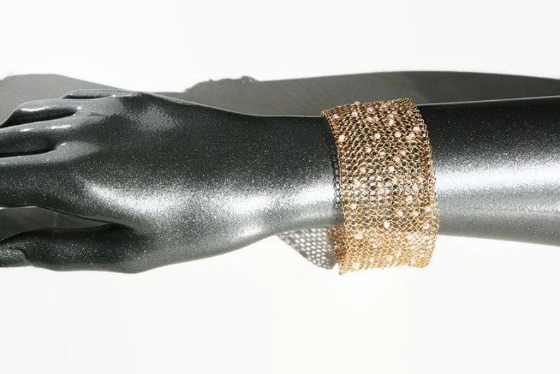 Wide gold bangle bracelet beaded bangle bracelet wide cuff Etsy