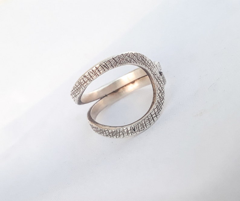 Sterling Silver 925 Ring Handmade Textured Minimalist Unique Ring Gift for Her Women Jewelry image 4