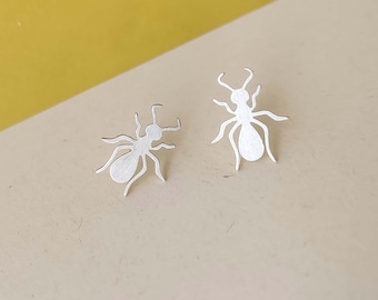 Insect earrings, Ant Studs, Weird Jewellery, Silver 925