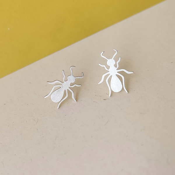 Insect earrings, Ant Studs, Weird Jewellery, Silver 925