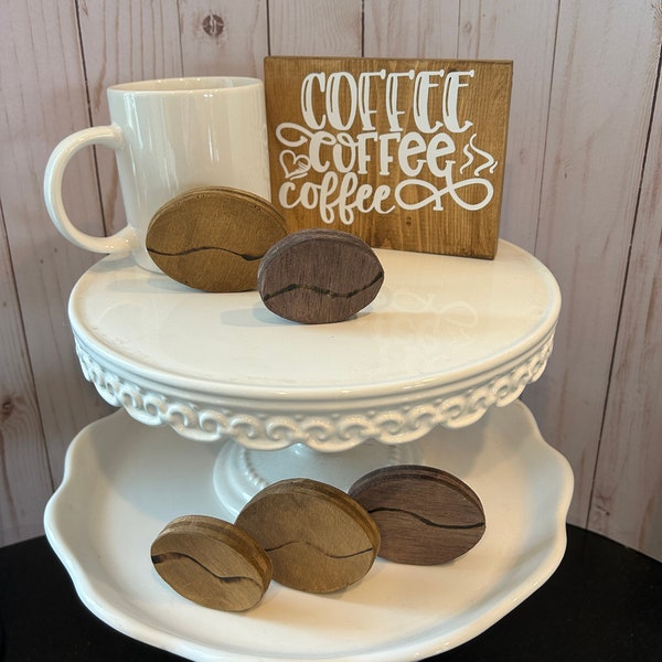 Coffee Bean, Tiered Tray Decor,Small Wood Sign ,Coffee, Tiered Tray Sign, Decor, Rustic,Mini Sign, fresh brewed coffee, faux coffee bean