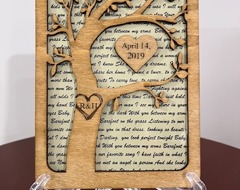 Personalized Birchwood Anniversary Plaque: Laser Engraved Love Song