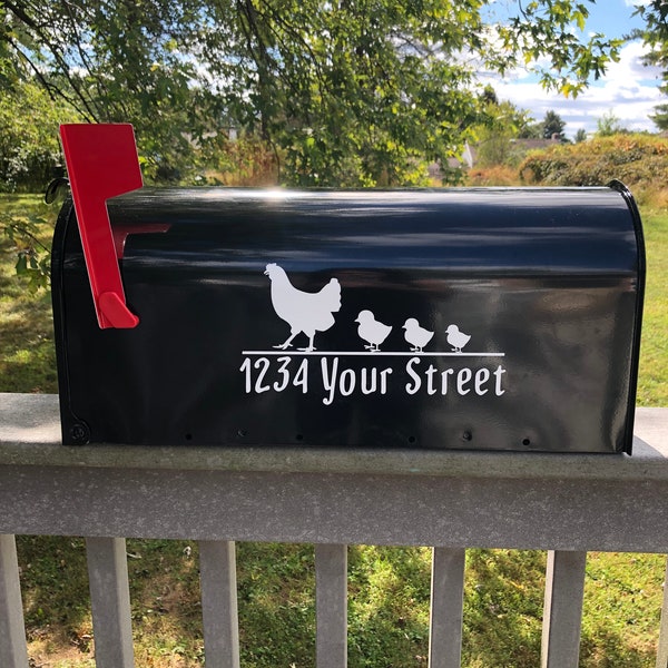 Set of two Vinyl Mailbox decal, Chicken Mailbox decal, Mailbox numbers, Custom Mailbox, Mailbox designs, Mailbox name decal, personalized