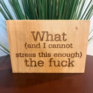 What (and I cannot stress this enough) the f*ck ~ Tiered Tray Sign - Décor ~ wood sign~ rustic~small wood sign~gift~ cubicle quotes~earrings