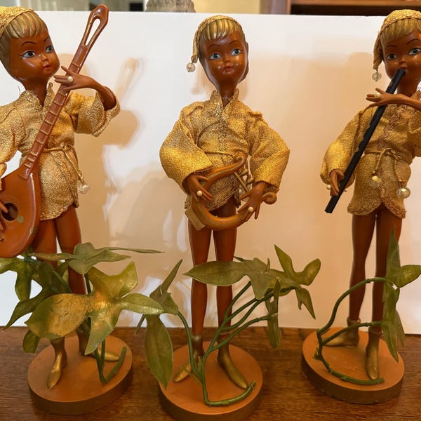 Vintage Tilso Gold Musical Pixies | Mid Century | Made in Hong Kong